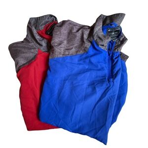 Lot (2) Holloway XXL Pullover Windbreaker Jacket Short Sleeve Mens Red/Gray-858